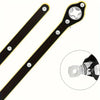 A black heavy-duty ratchet wrench with a silver head and multiple mounting holes.