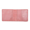 A pink leather document holder with multiple slots for cards and IDs.