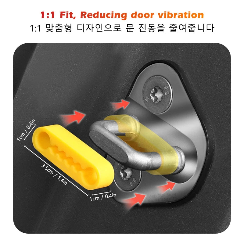 Close-up view of a silicone door lock cover anti-vibration pad designed for 1:1 fit to reduce door vibration.