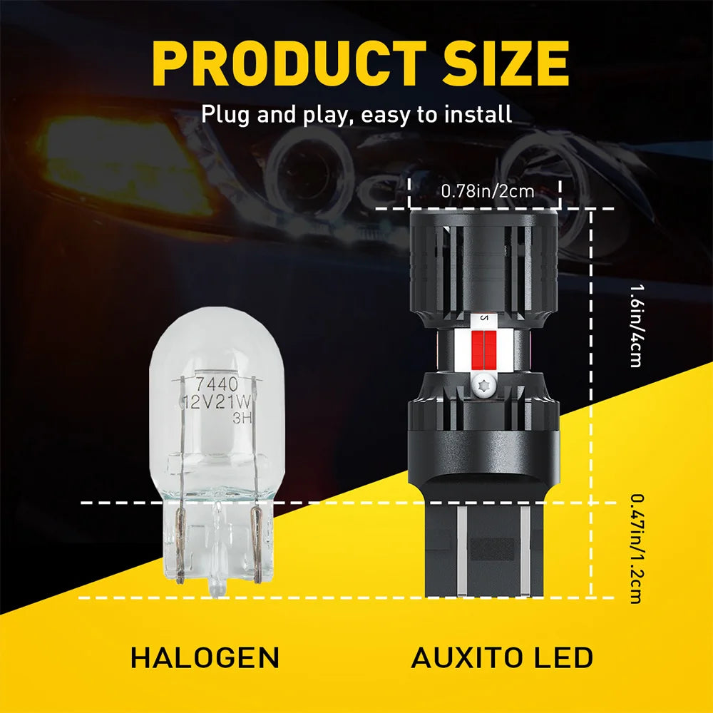 Comparison of a halogen bulb and an Auxito LED light for vehicle lighting installation