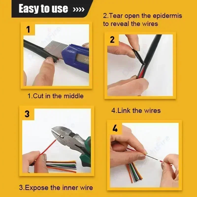 Instrucciones paso a paso para cortar, exponer el alambre interno y unir cables para un cable de remolque de cobre estañado d