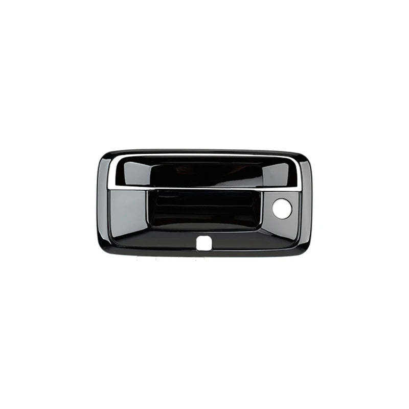 Black tailgate handle trim cover for Chevrolet Colorado, Silverado, GMC Sierra, and Canyon.
