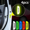 Four reflective decals for car door warnings shown next to a white car door.