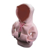 A light pink hoodie cover with a zipper detail and a hood visible.