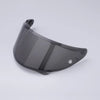 A black anti-fog visor designed for motorcycle helmets, shown from a slight angle.
