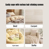 Various hair sticking scenes shown on a bed, carpet, cat nest, and sofa.