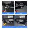 Before and after comparison showing heavy duty sun visor repair clips for Jeep, Gladiator, and Wrangler.