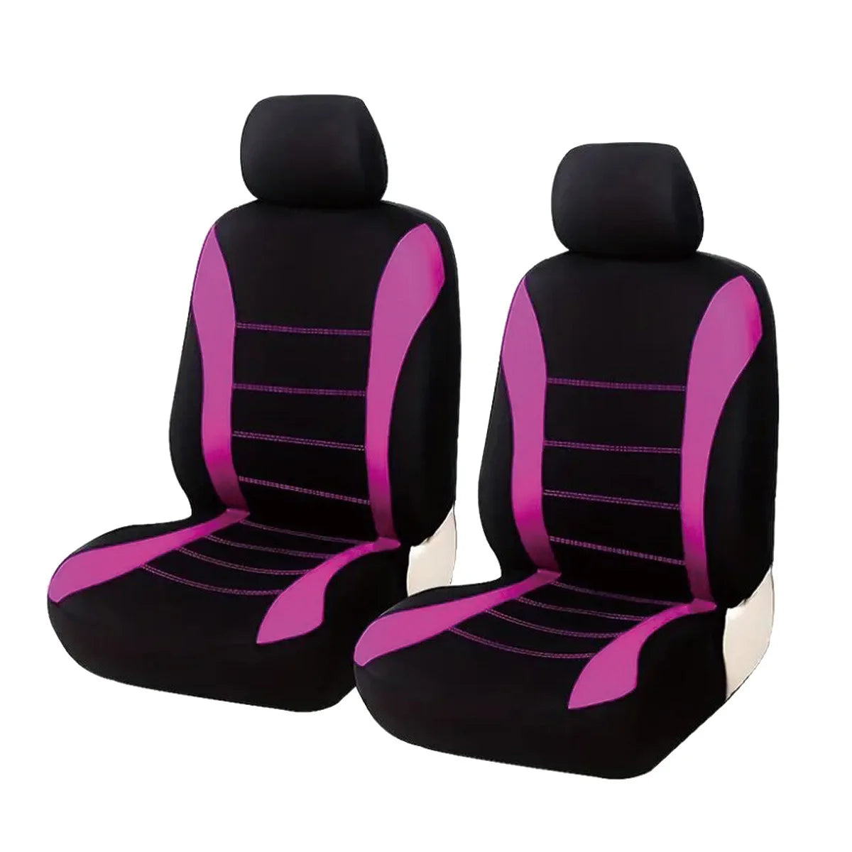 Black seat and cushion covers with magenta stitching and accents