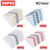 Assortment of heat shrink wire terminals in various colors and quantities, including 5pcs, 12pcs, 10pcs, and 23pcs.