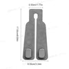 A gray suede car seat back storage hook with a rounded shape and a loop for hanging.