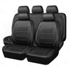 Black PU leather car seat covers for SUVs shown in a row.
