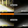 Diagram showing different light beams from a driving LED bulb including High Beam, Low Beam, and Other LED settings.