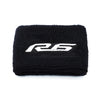 Chiffon microfibre noir avec un logo de course blanc dessus