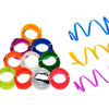 Collection de rubans de néon LED flexibles de différentes couleurs, dont jaune, orange, vert et rose, présentés à côté