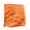 An orange microfiber car cleaning towel set folded and displayed.