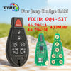 A black smart remote key fob for Jeep Dodge RAM vehicles, shown alongside its circuit board components.