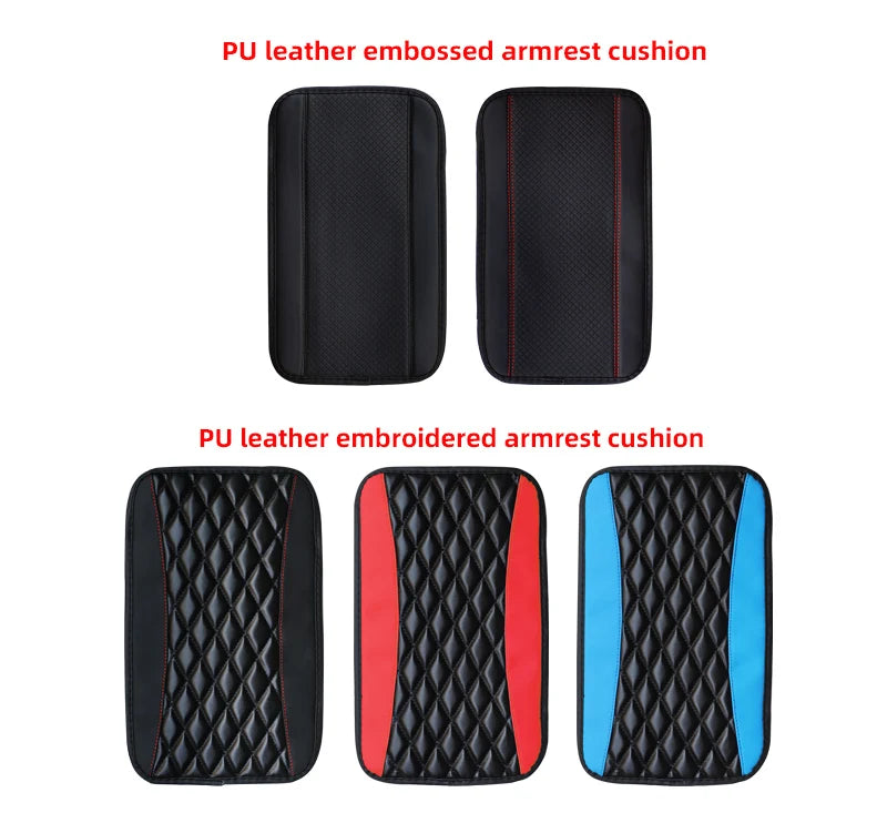 Set aus PU-Leder-Armlehnenkissen mit Stanz- und Stickerei für eine universelle Auto-Matte