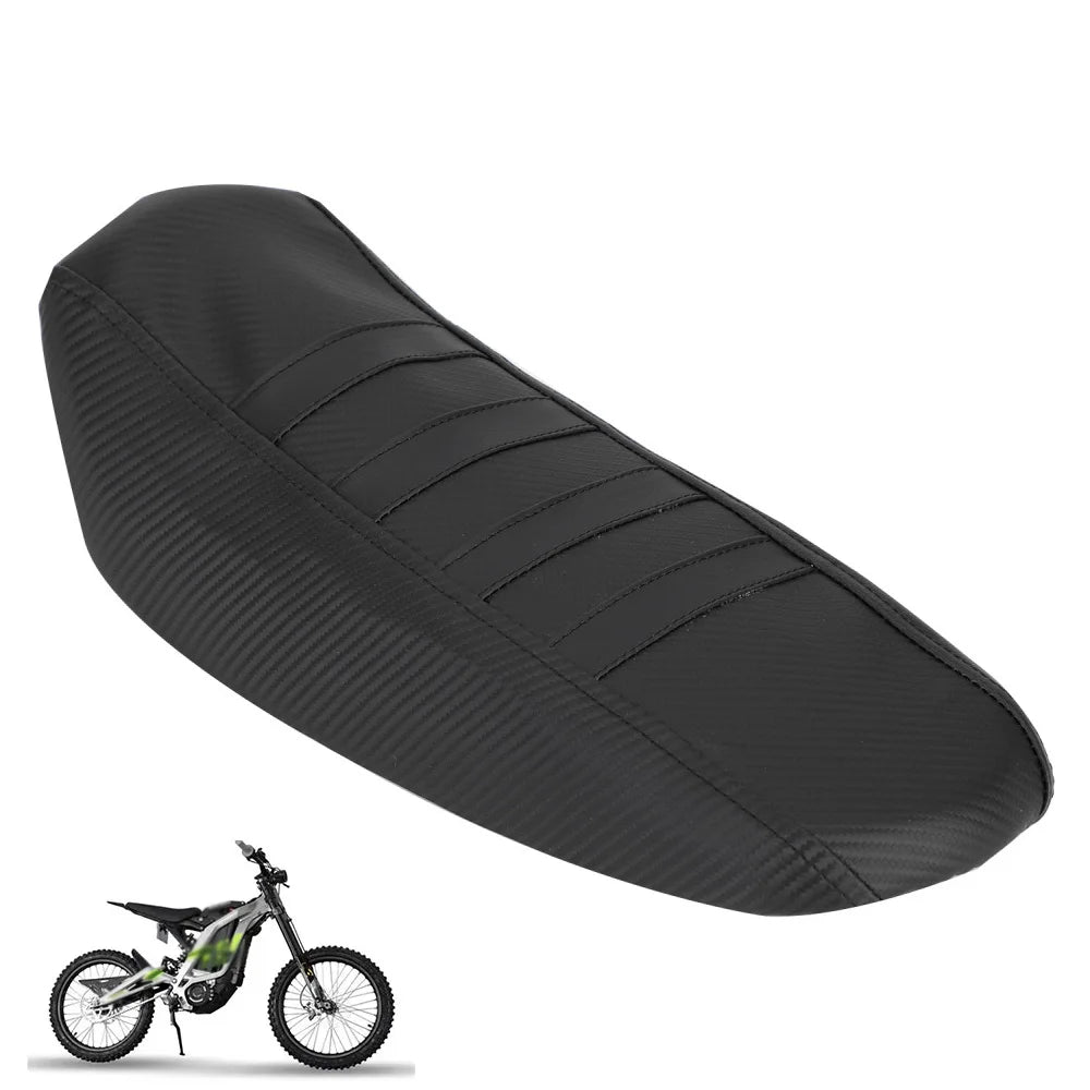 Black durable PVC seat covers shown next to a bicycle.