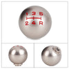 A silver aluminum ball shift knob with numbered markings 1 to 5 and R, shown in various angles.
