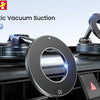 A black magnetic vacuum suction car mount phone holder is shown on a dark surface.