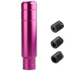 A single JDM style aluminum gear shift knob in metallic pink color shown from the side and separate views.