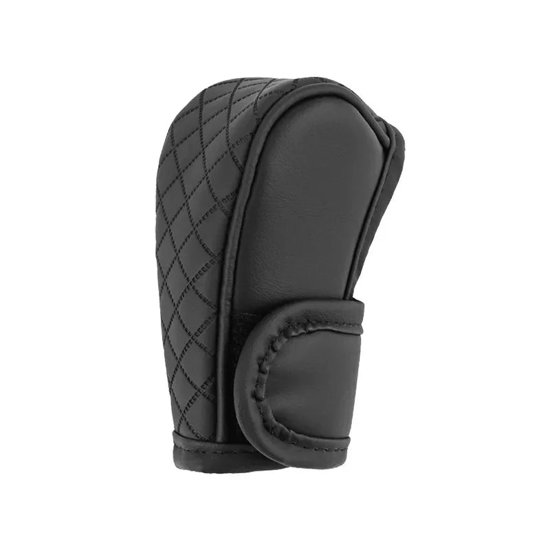 Cache de boîte de vitesses en cuir PU noir universel avec texture capitonnée