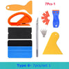 A set of seven professional car vinyl wrapping tools including a shaping tool, cutter, and various plastic components.