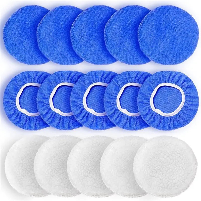 Set von 15 blauen Schaumpolierpads für Auto und Haushalt