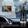 A bottle of HGKJ Glass Anti Fog Spray is shown next to a car interior, demonstrating its use for improving driving visibility