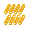 A set of ten yellow silicone car door lock covers or anti-vibration pads.