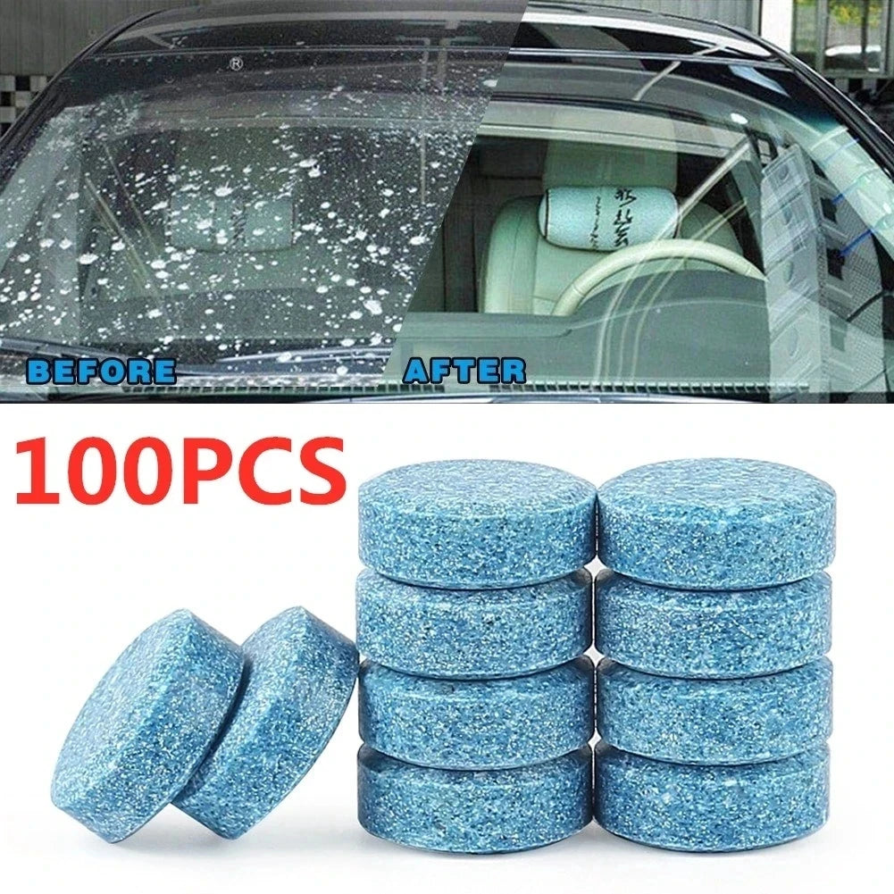 100 pieces of blue effervescent tablets used for cleaning car windshields