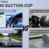 Flexible stable vacuum suction cup phone mount for car windshield shown with comparison to shaky vent mounts and wobbles