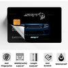 A black card sticker film featuring the SRT logo and a blue Dodge vehicle silhouette.