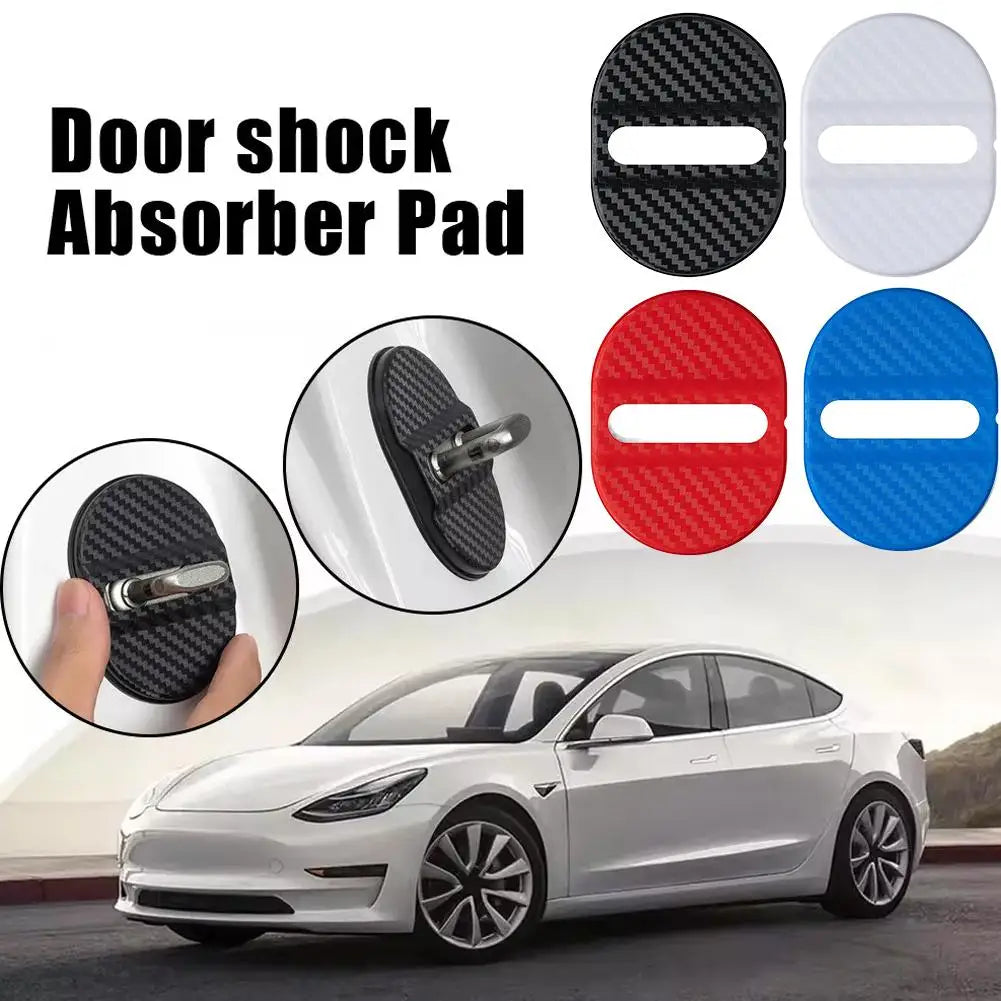 Four door shock absorber pads for a Tesla car door lock protection