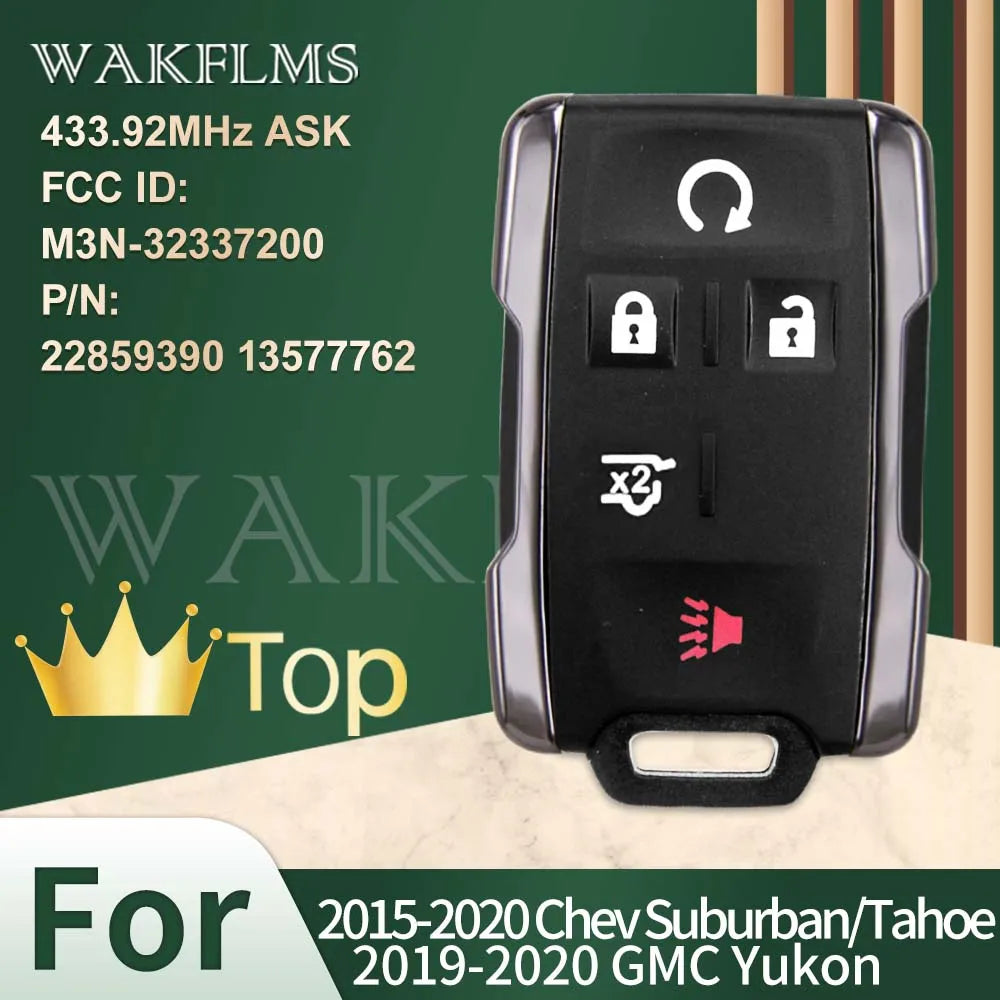 Black universal remote key for Chevy Suburban/Tahoe and GMC Yukon vehicles