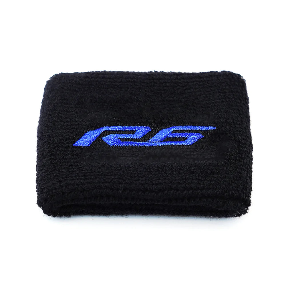 Chiffon microfibre noir avec un logo de bande de course bleue