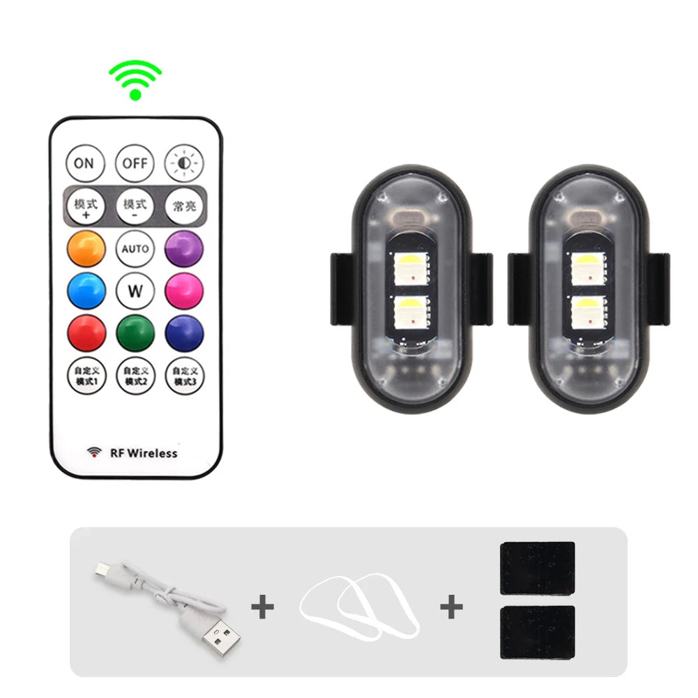 Set RGB LED Warn-Strobos mit Ein-/Ausschalter und verschiedenen Modi für Fahrzeuge oder Flugzeuge