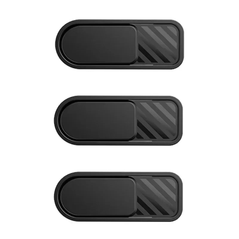 Black sliding privacy camera cover for phones, tablets, and laptops with a textured finish.