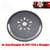 A circular, dark gray third brake light assembly for Jeep Wrangler models.