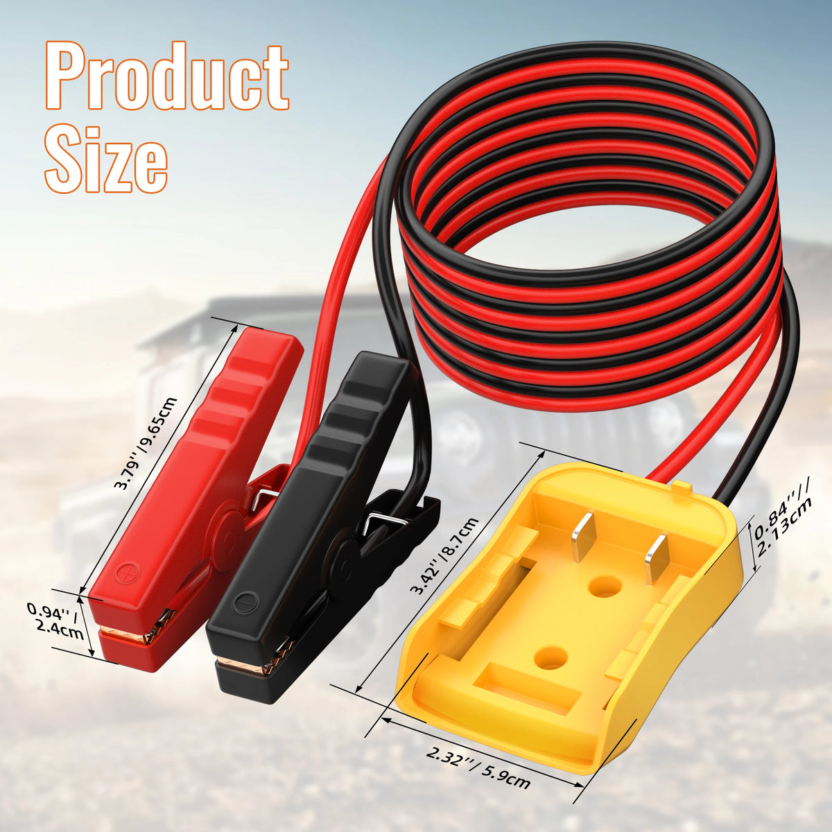 Heavy-Duty 6ft Jumper Cable Clamps with Power Adapter