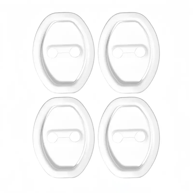 Un jeu de quatre patins de protection en plastique transparent pour portes de voiture.
