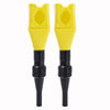 A pair of yellow universal car fuel transfer funnels with black plastic bases.