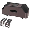 Organisateur et solution de rangement multifonctionnel pour siège de voiture marron foncé avec multiples supports de montage.