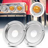 Two universal stainless steel tail light bezel mounts for trailers and vans