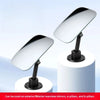 A black, adjustable 360° rearview mirror is shown mounted on a white cylindrical base.