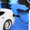 A DC CCS2 charging gun is shown connecting to a white electric vehicle for charging.
