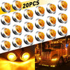 20 pieces of amber LED side marker lights for trucks and boats shown in various angles