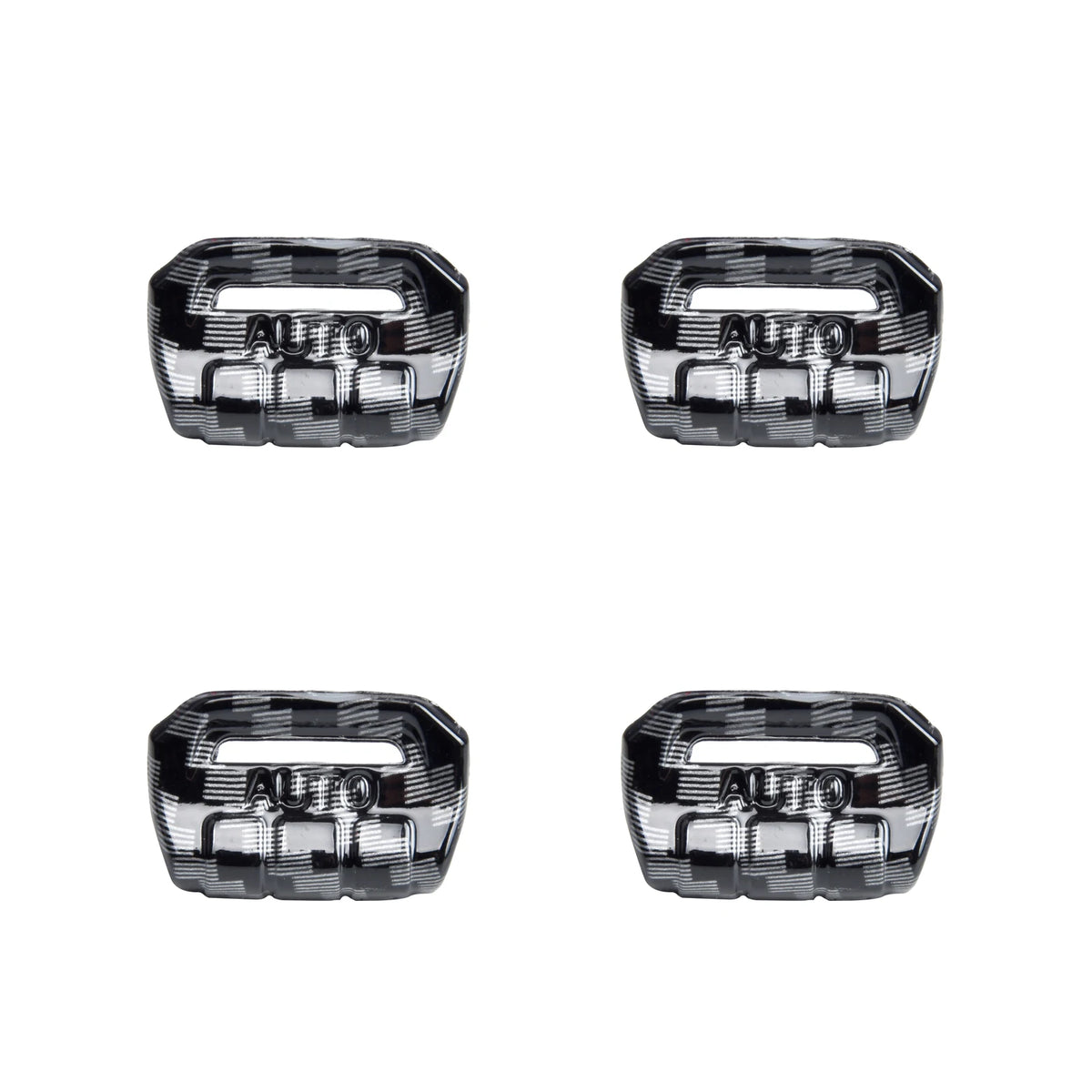 Two chrome window control button decoration covers for Jeep and Gladiator vehicles.
