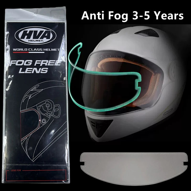 Lente antiempañamiento para casco HVA World Class, mostrando el lente transparente y una pieza de plástico separada.