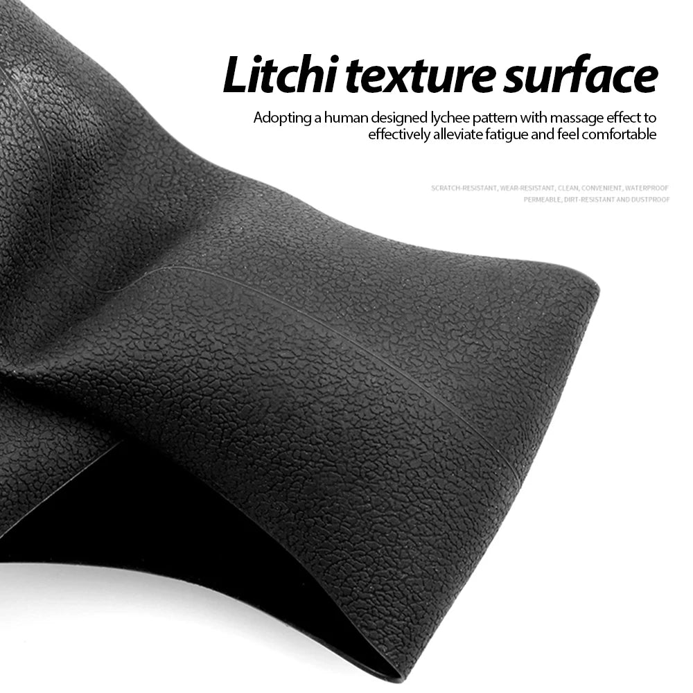 Black silicone steering wheel cover with a litchi texture surface